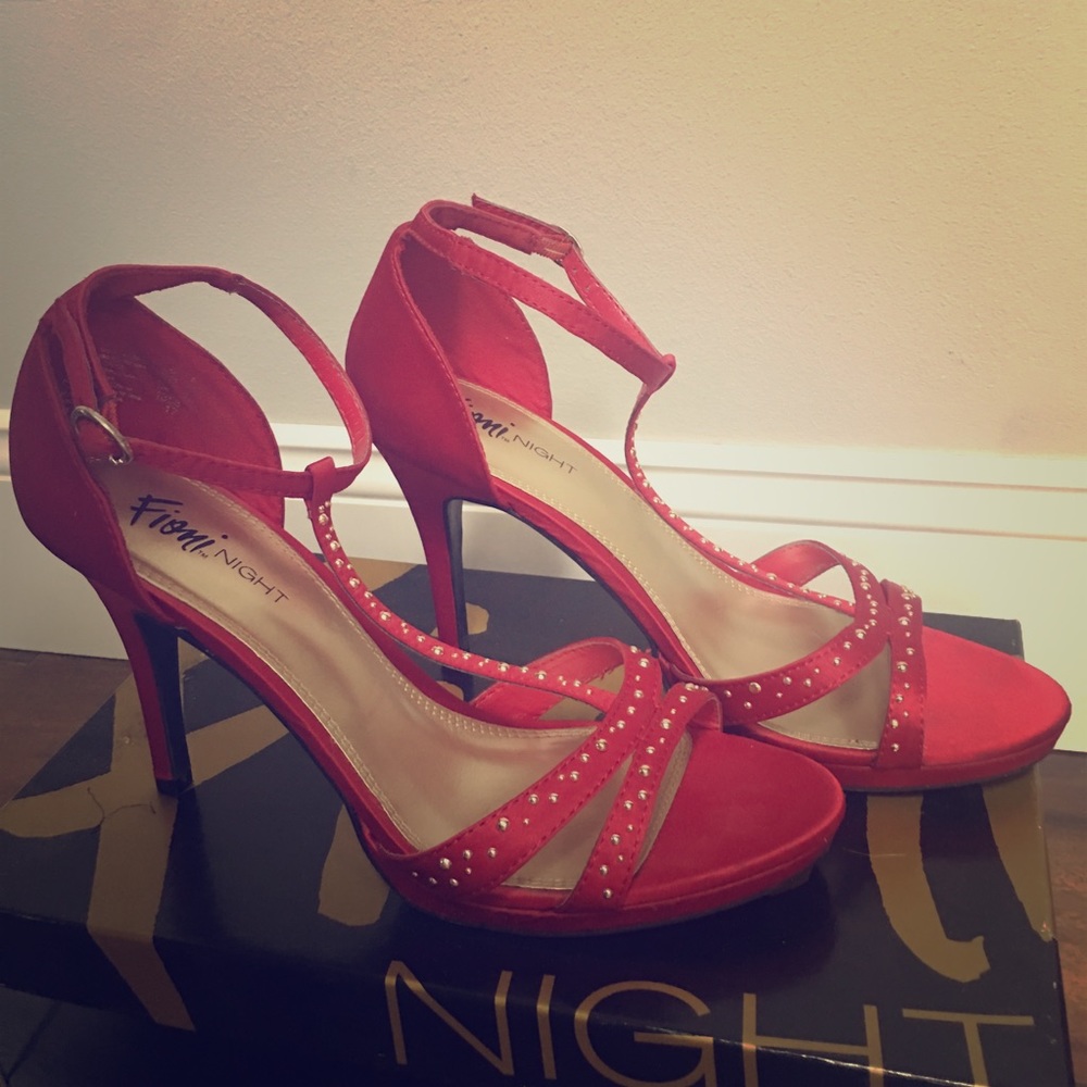 T-strap satin platform heels